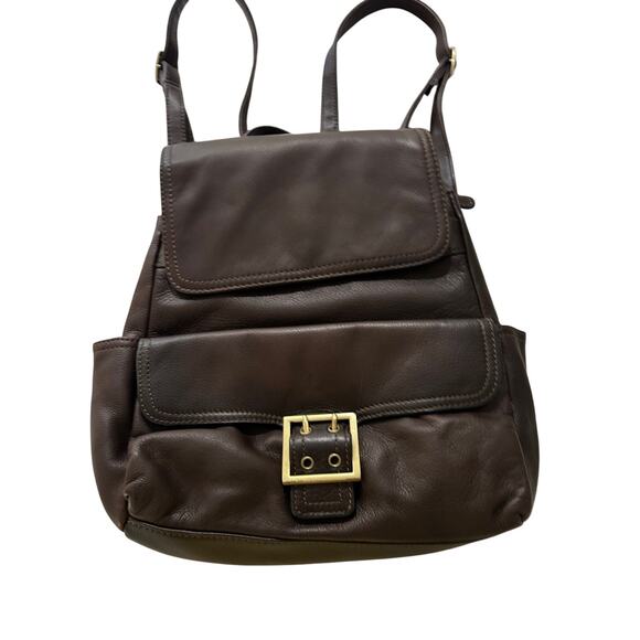 Wilsons Leather Backpack Brown Front Buckle Closure Sling Shoulder Purse School - Picture 6 of 11